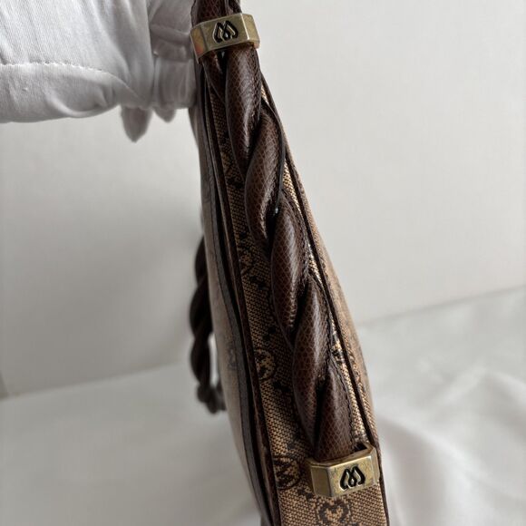 Morabito Paris Vintage Monogram Brown Shoulder Bag with Twisted Strap - Picture 7 of 13